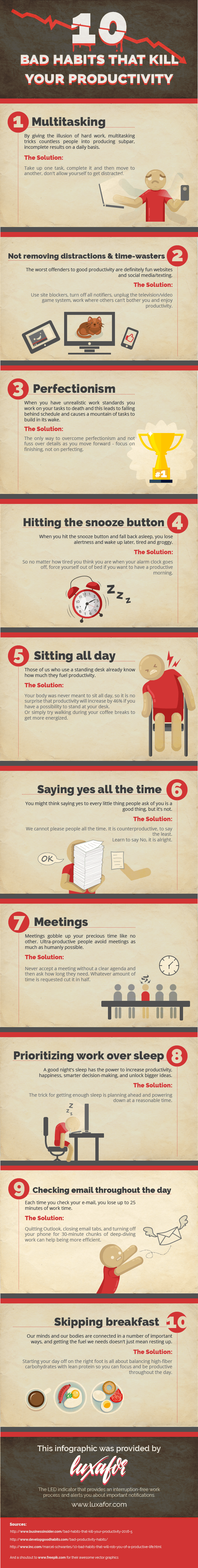 10 Bad Habits That Kill Your Productivity Infographic