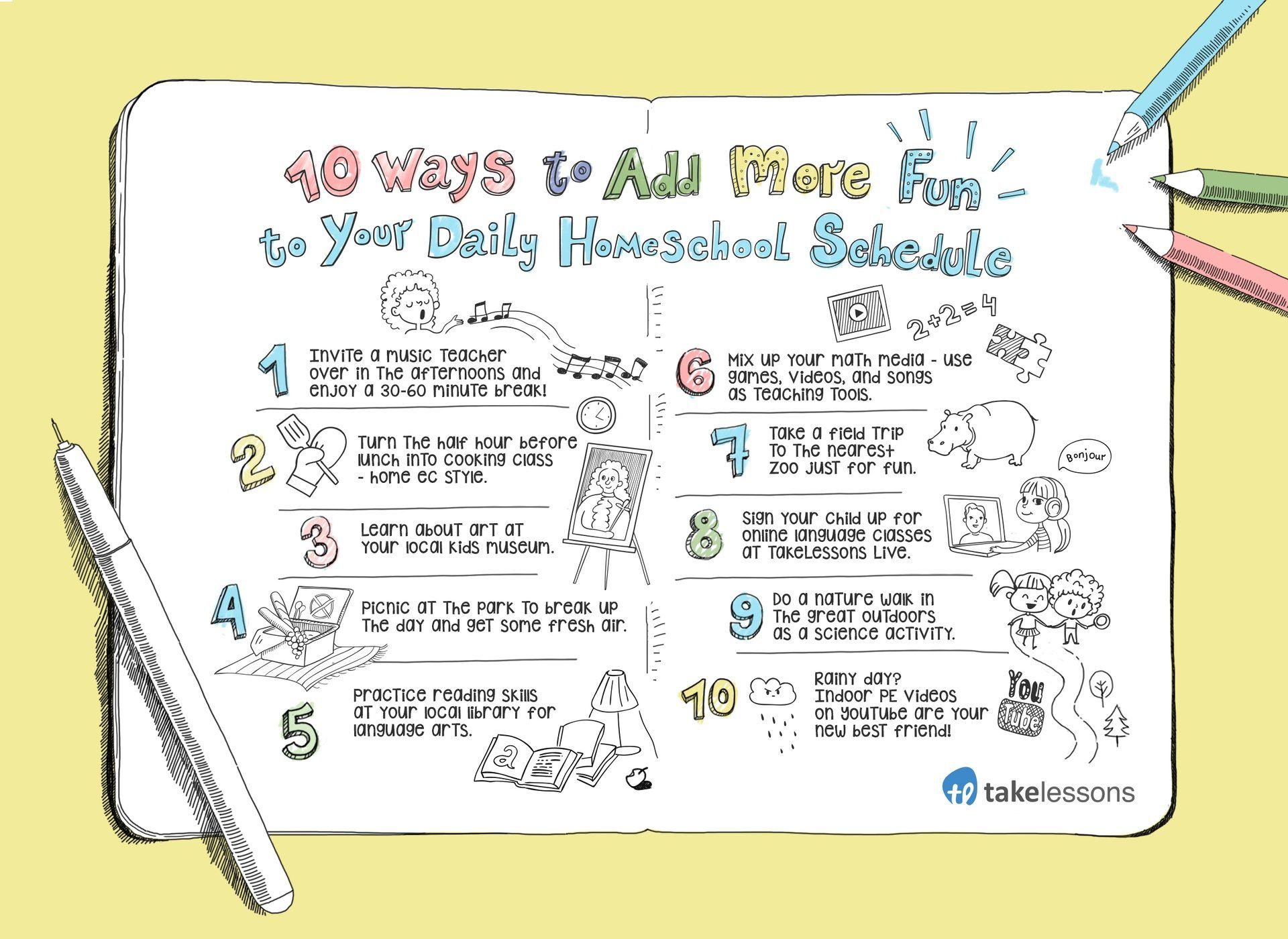 10 Ways to Add More Fun to Your Daily Homeschool Schedule Infographic