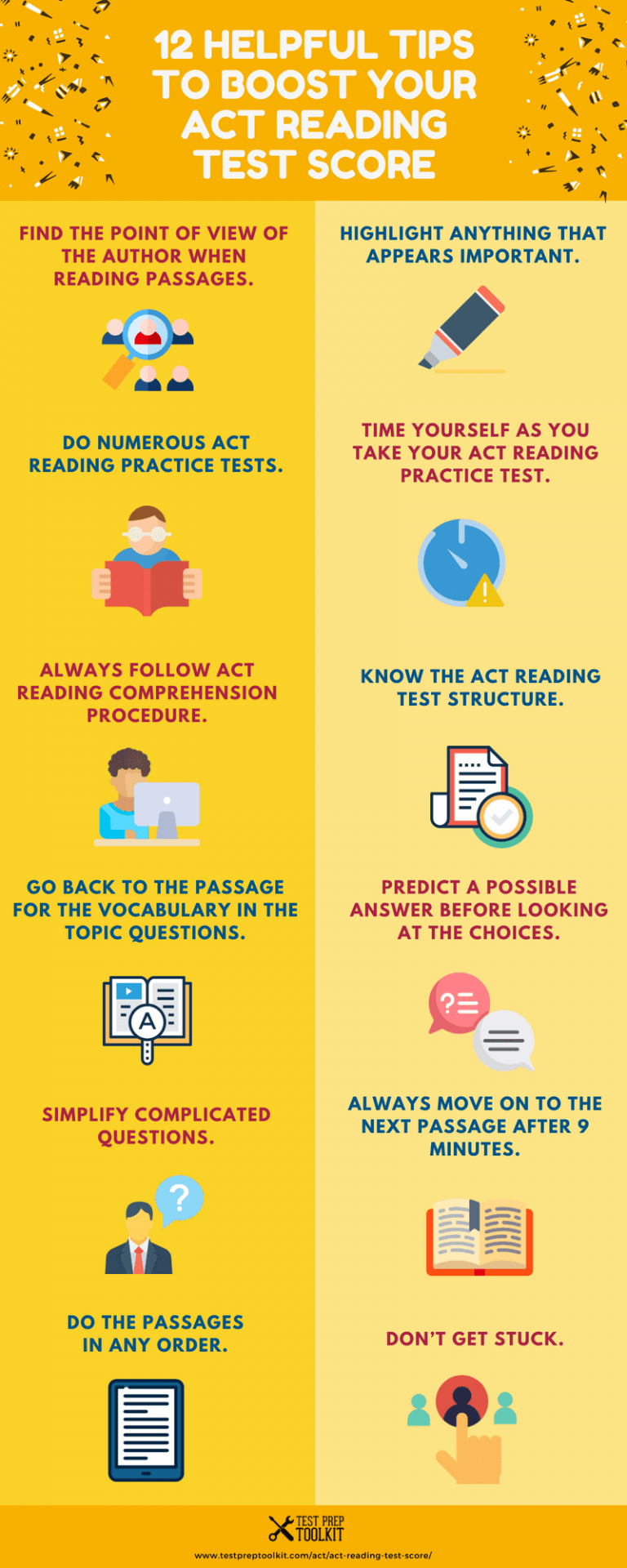 12 Helpful Tips To Boost Your Act Reading Test Score Infographic E Learning Infographics