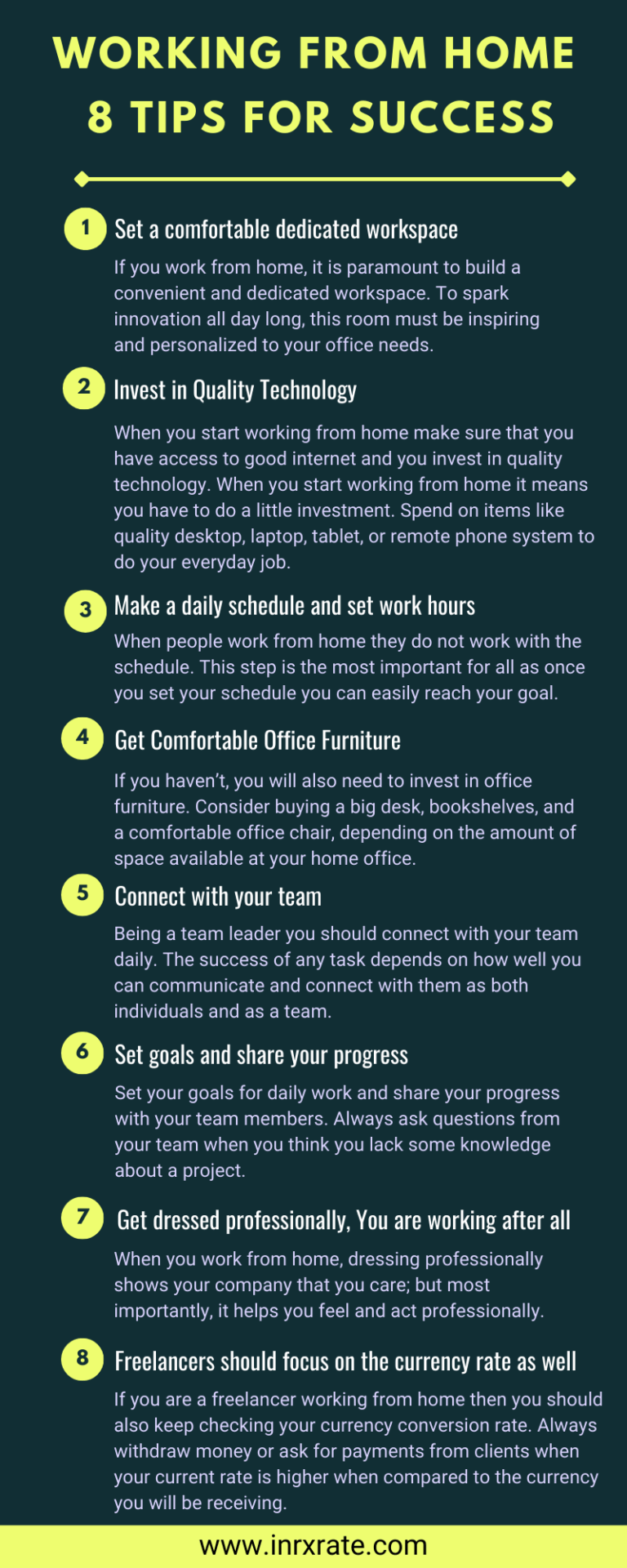 Working From Home – 8 Tips For Success - E-Learning Infographics