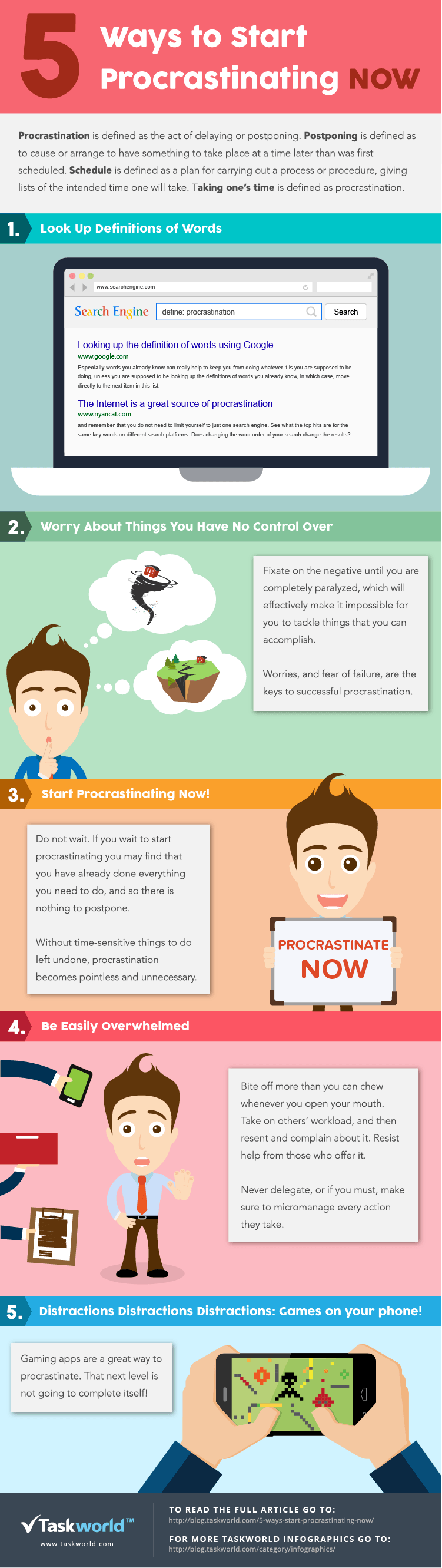 5 Ways to Procrastinating Now Infographic
