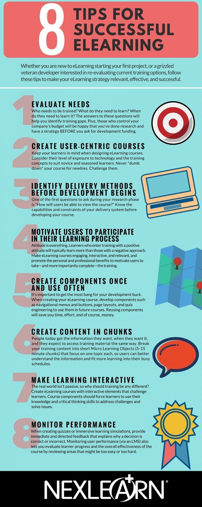 8 Tips for Successful eLearning Infographic - e-Learning Infographics