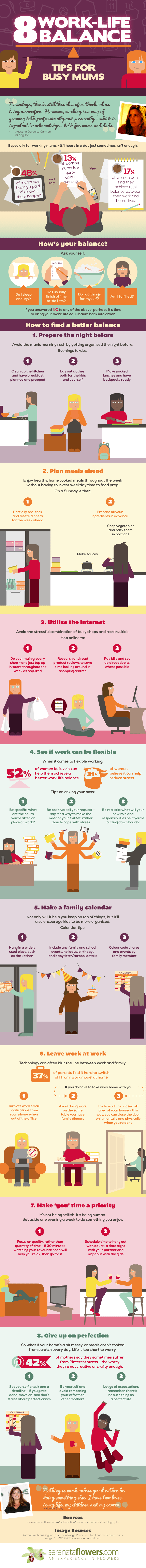 8 Work-Life Balance Tips for Busy Mums Infographic
