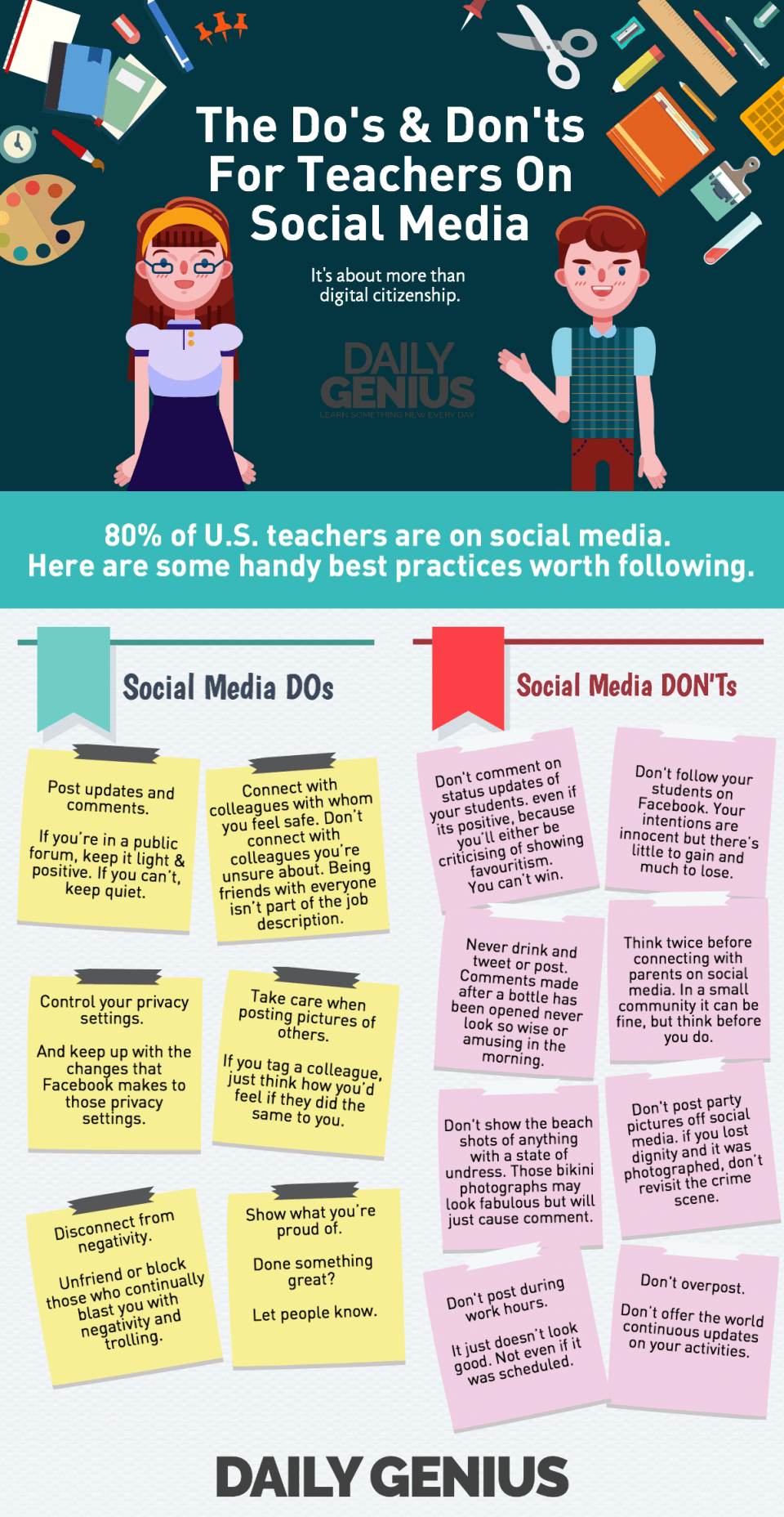 The Do's and Don'ts for Teachers on Social Media Infographic