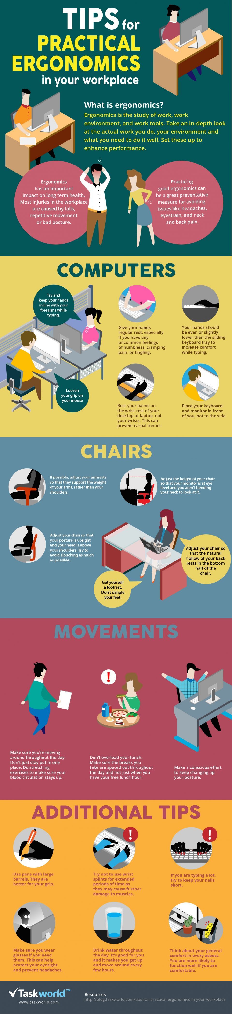 Tips for Practical Ergonomics in Your Workplace Infographic