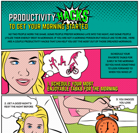 Productivity Hacks to Get Your Morning Start Infographic