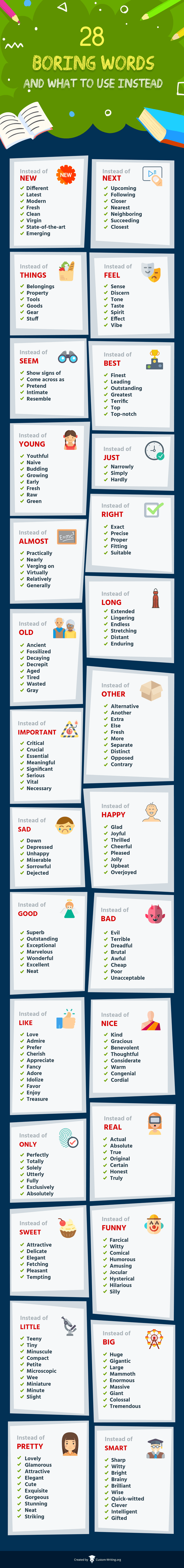 28 Boring Words and What to Use Instead Infographic